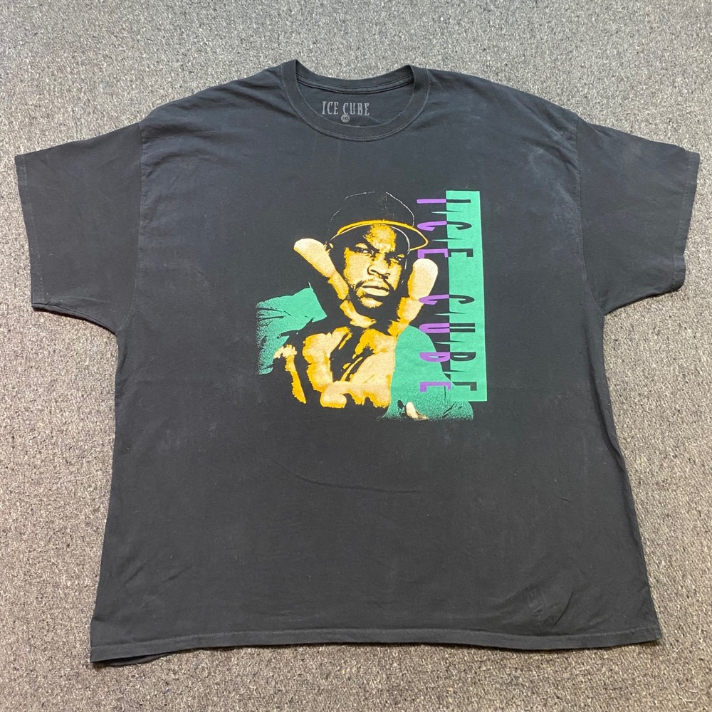 Ice Cube Graphic TShirt Sz 3XL Mens Black Hip Hop Streetwear Neon Portrait - Picture 1 of 6